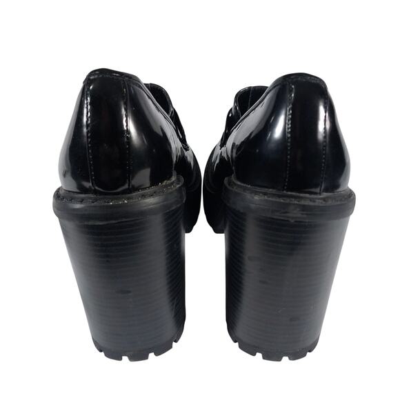 MADDEN GIRL! KASSIDY ULTRA CHUNKY HEEL, PLATFORM BLACK PATENT LOAFERS! SZ 8M - Picture 8 of 10